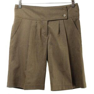 BCBGMAXAZRIA Brownish-Green Pleated Wool Blend Gaucho City Shorts Size 2
